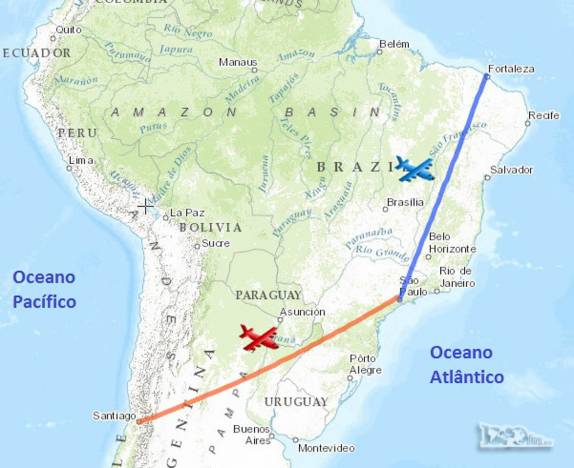 Voo de volta de Fortaleza, no Ceará, a Santiago, no Chile, com escala em São Paulo